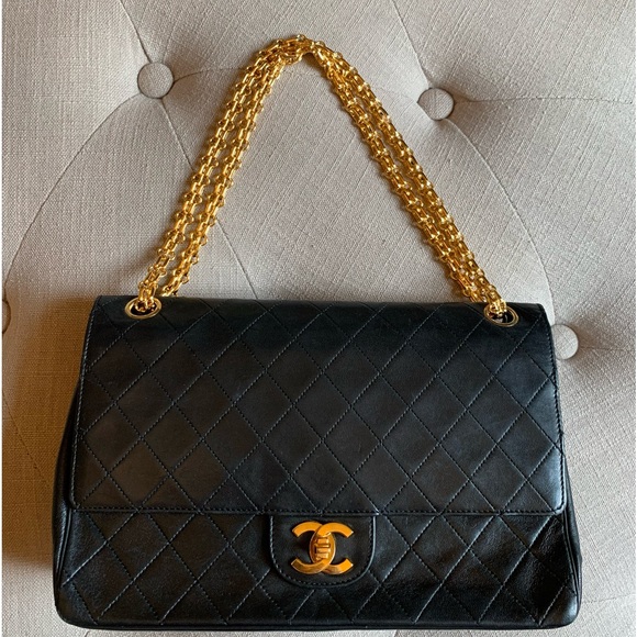 CHANEL Handbags - Beautiful Vintage Mademoiselle Chanel Medium Double Flap - Black Lambskin